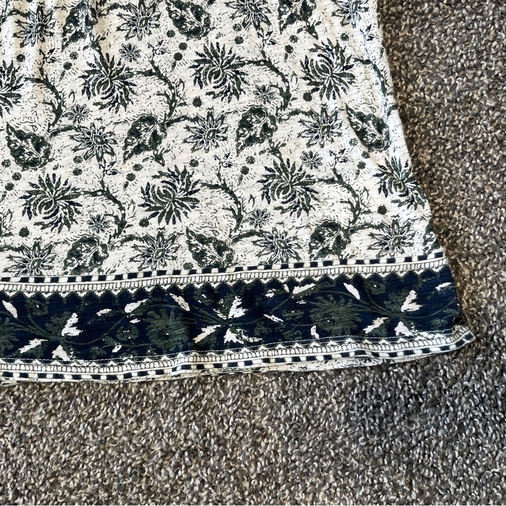 Lucky Brand Green & Cream Floral Split-Neck Tunic Size S - Picture 8 of 8